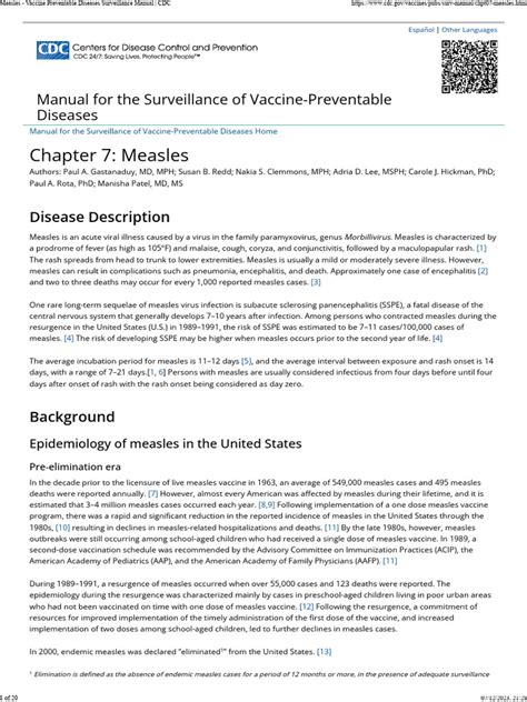 Vaccines Measles Manual For The Surveillance Of Vaccine Preventable