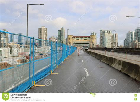 Vancouver Burrard Street Bridge Lane Closure Editorial Stock Photo