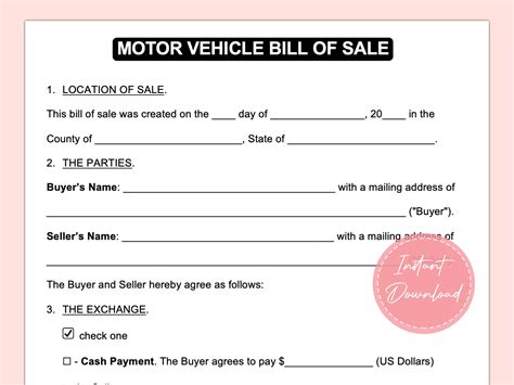 Vehicle Bill Of Sale