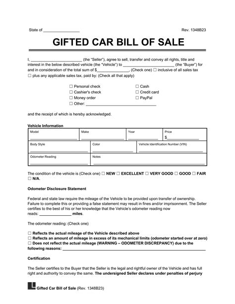 Vehicle Bill Sale Template: Get Protected