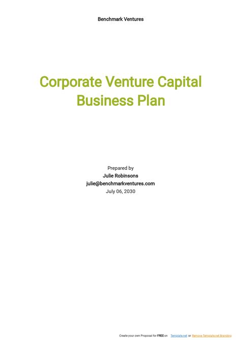 Venture Capital Business Plan Template