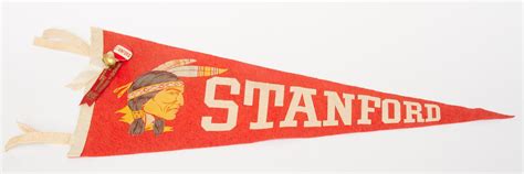 Vintage 1941 Stanford University Pennant With Button From Nebraska Rose