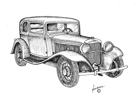 Vintage Cars Drawing