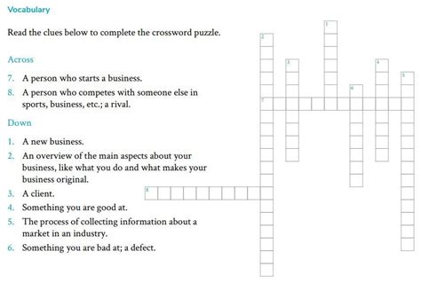 Vocabulary Read The Clues Below To Complete The Crossword Puzzle Down