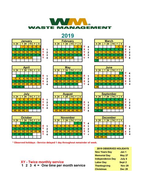 Waste Management Pickup Schedule Holidays