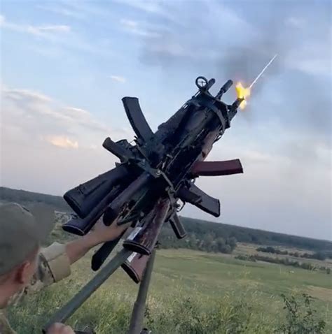 Watch Six Ak 74S Strapped Together As A Ukrainian Anti Drone Gun In Action