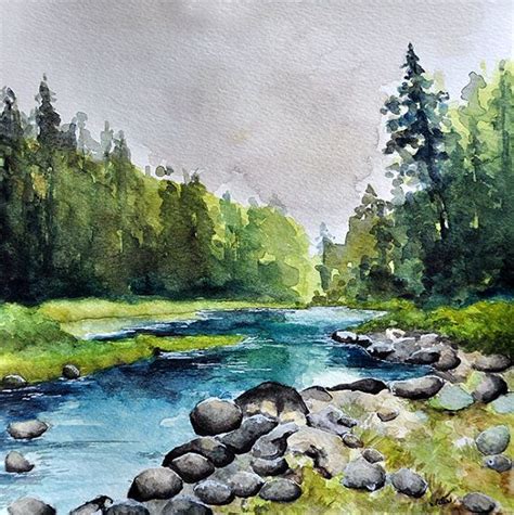 Watercolor Techniques Painting Riverside Art