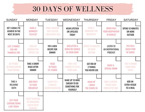 Wellness Calendar Velma Lorita