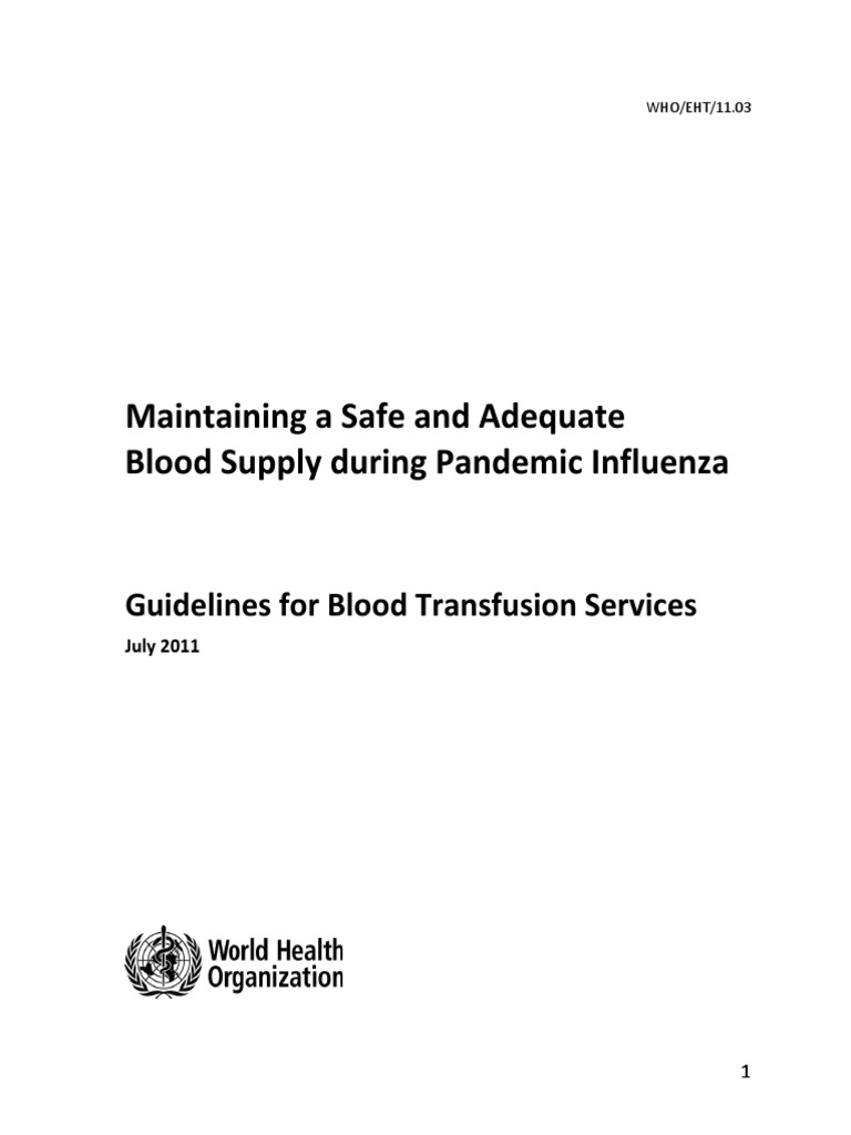 Who Guidelines On Pandemic Influenza And Blood Supply Pdf