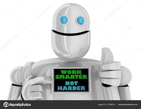 Work Smarter Harder Process Efficiency Hacks Robot Illustration Stock