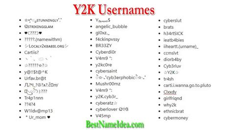 Y2k Roblox Display Name Ideas