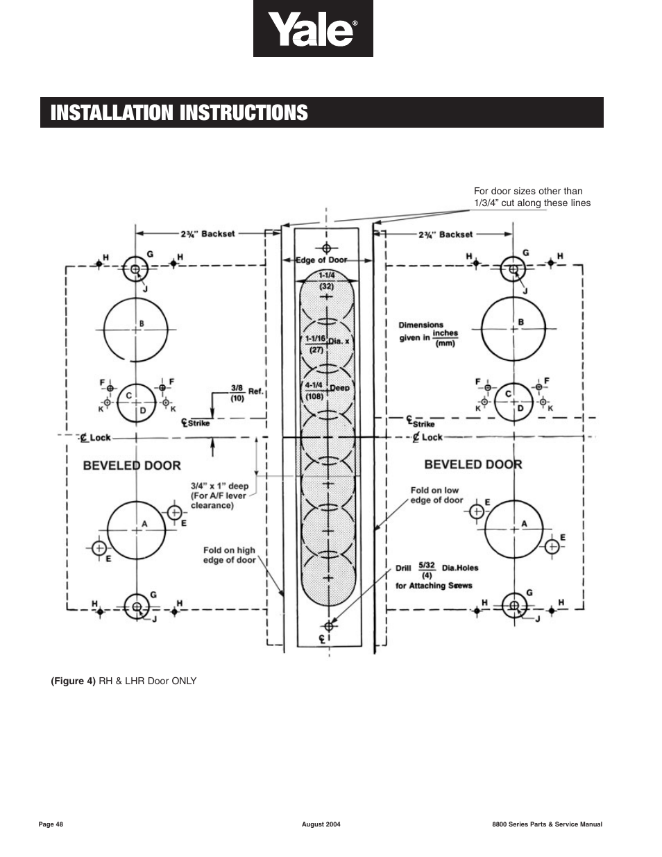 Yale 8800 Series Mortise Lock Installation Instructions 80 9086 0026