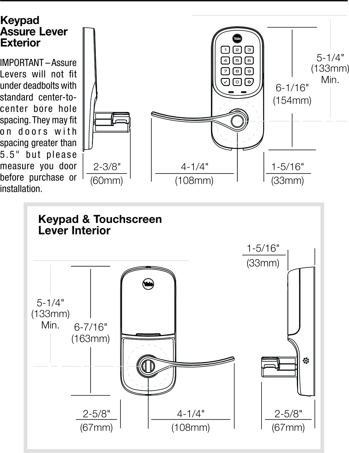 Yale Assure Lever Lock Yrl216 Specifications Lynx