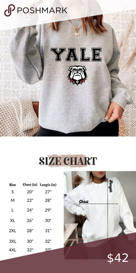 Yale Bulldog Sweatshirt Sizing Guide