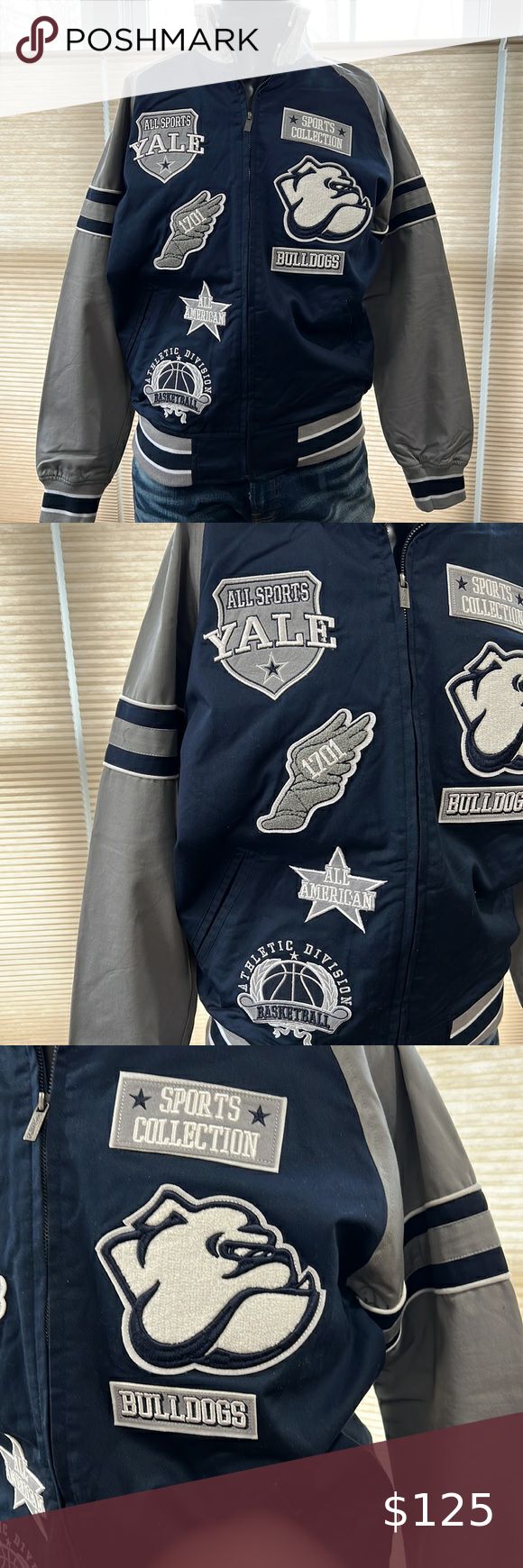 Yale Bulldogs Stall And Dean Varsity Jacket Mens Blue Gray White Ivy