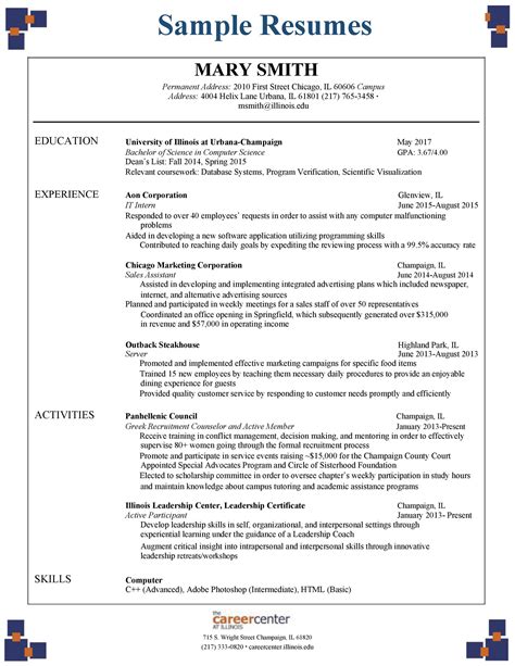 Yale College Common Good Career Resume Template Pdf