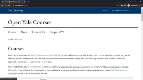 Yale Course List: Explore Online Classes