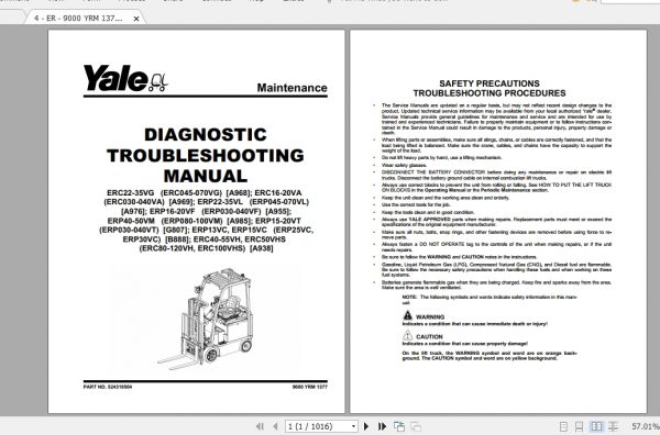 Yale Forklift A967 A974 Diagnostic Troubleshooting Manuals