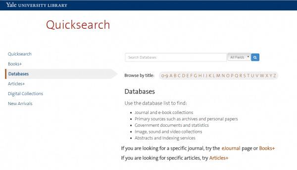 Yale Library Databases Your Land
