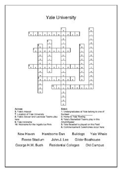 Yale Of Yale University Crossword