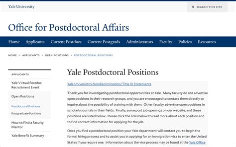 Yale Postdoc Positions