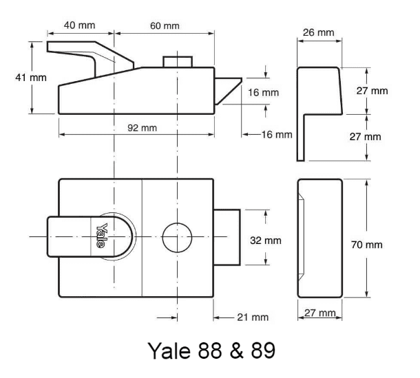 Yale Rim Lock W Manual Deadlocking P 88 Dmg Pb 60 Buildmate Shopee