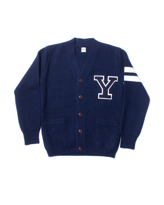 Yale Wool Varsity Cardigan Navy