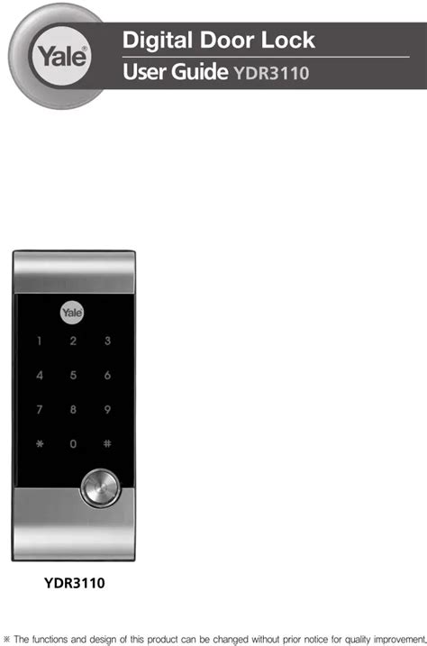 Yale Ydr3110 Smart Door Lock User Manual