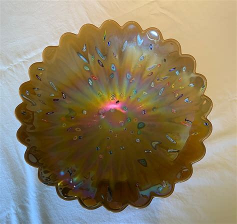 Yalos Casa Murano Art Glass Bowl Iridescent Glaze Organic Etsy