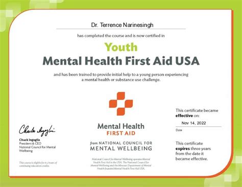 Youth Mental Health First Aid Usa Certification Terrence Narinesingh